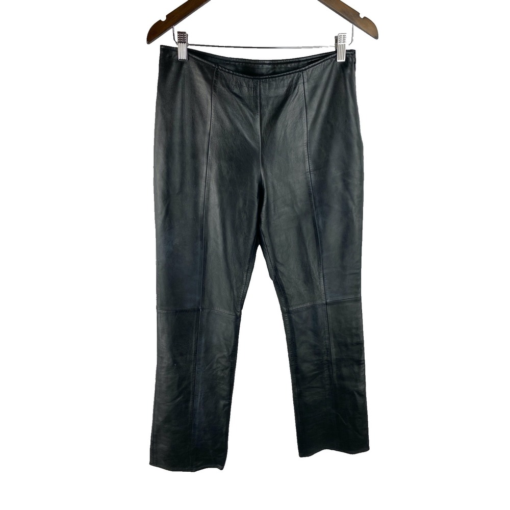 VS2 by Vakko‎ Vtg Womens 8 (Fits 29x31) 100% Leather Side Zip Pants Biker